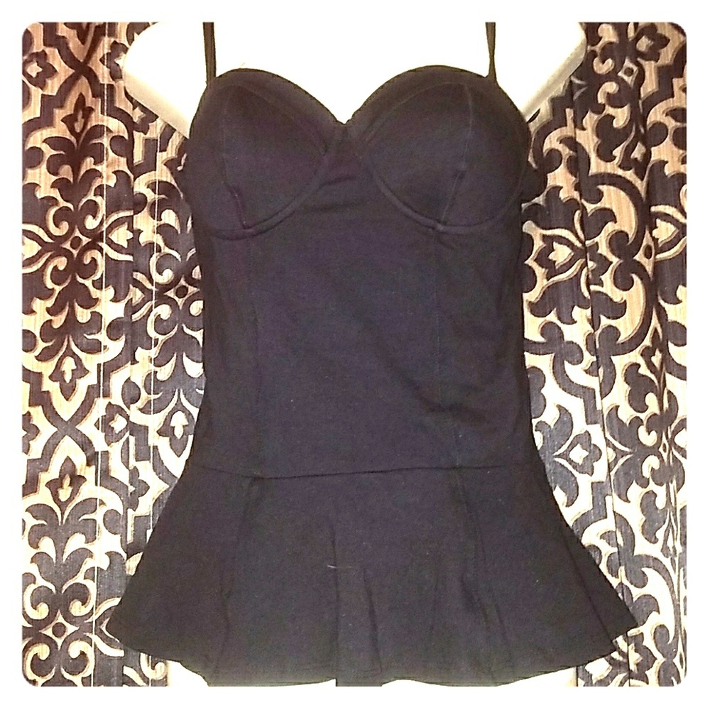 Peplum Black Tank Top